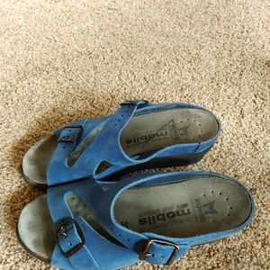 Mephisto Blue Leather Sandals Size 6.5-7